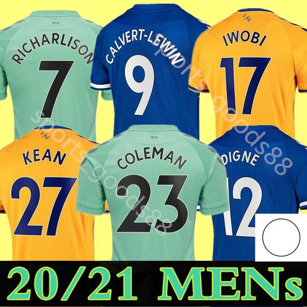 

20 21 everton soccer jerseys calvert-lewin kean 2020 2021 sigurdsson richarlison football shirts tosun bernard jersey, Black;yellow