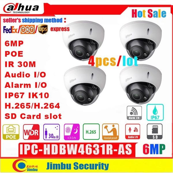 

dahua ip camera poe 6mp ipc-hdbw4631r-as h.265 ir30m built-in sd card audio and alarm interface ip67 ik10 cctv camera