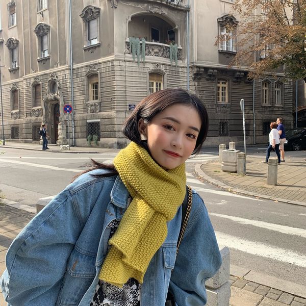 

korean net red woolen knitted scarf for women's winter extra warm and versatile ear protection bib ins fashionable shawl, Blue;gray