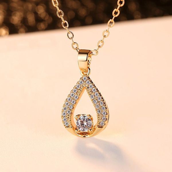 

ladies fashion transparent cubic zirconia water drop necklace platinum / gold party jewelry ms. satisfied precious gift, Silver