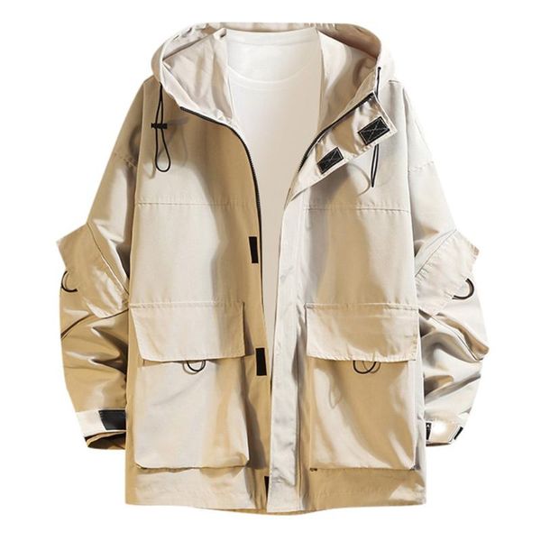 

men's fashion casual hooded jacket in autumn and winter men's outdoor waterproof jacket large size 5xl, Black;brown