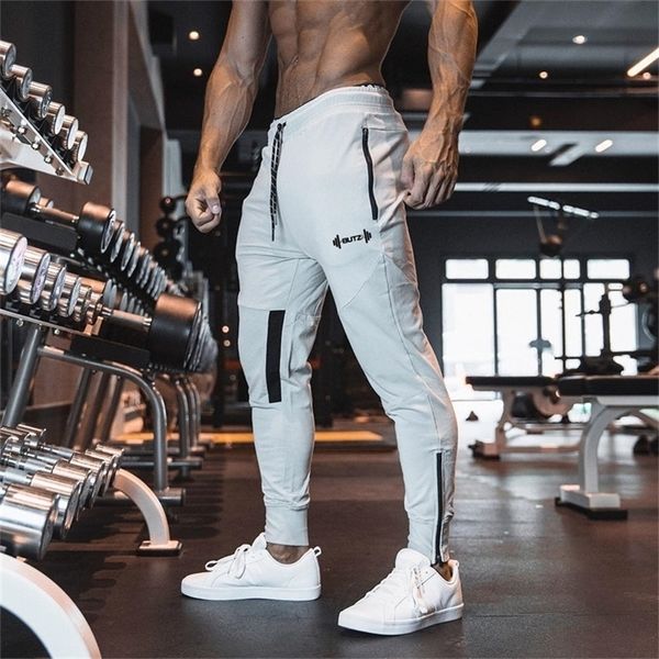 

men pants joggers brand casual fitness men sportswear tracksuit bottoms skinny sweatpants trousers male gyms track pant homme 201109, Black