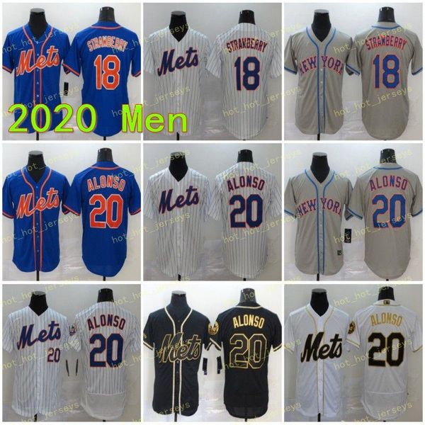 

mens 2020 new 20 alonso jersey 48 degrom 18 strawberry baseball jerseys blue white grey flexbase coolbase man shirt stitched, Blue;black