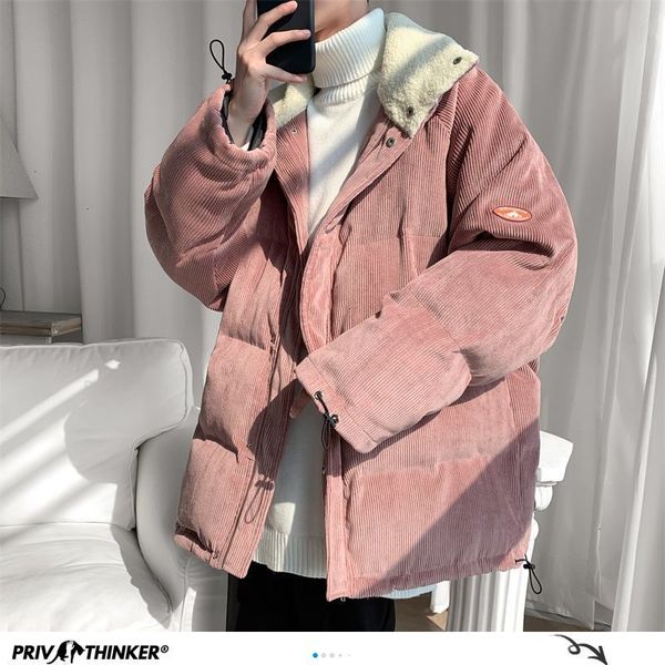 

2021 new men's casual oversize warm parkas winter new thickened korean streetwear men hooded printed coats clothing eoun, Black