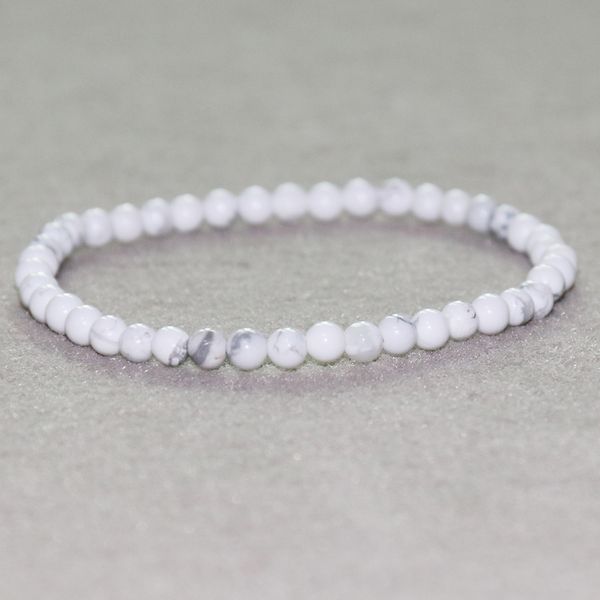 MG0021 Braccialetto Howlite bianco all'ingrosso 4 mm Mini braccialetto con pietre preziose Yoga Mala Beads Energy Protection Balance Jewelry