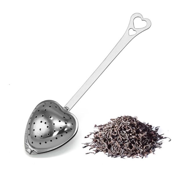 2022 Novo coração em forma de chá Infuser Infuser Bola de Entrada Inoxidável Frete Bloqueio de Bloqueio Tea Infuser Spoon Filtro livre