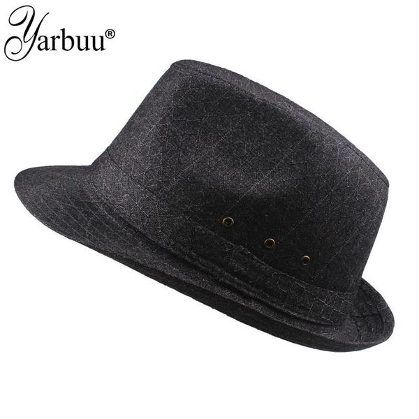 

wide brim hats [yarbuu] brand cap 2021 fashion original structured fedora hat for men felt head size 58 cm, Blue;gray