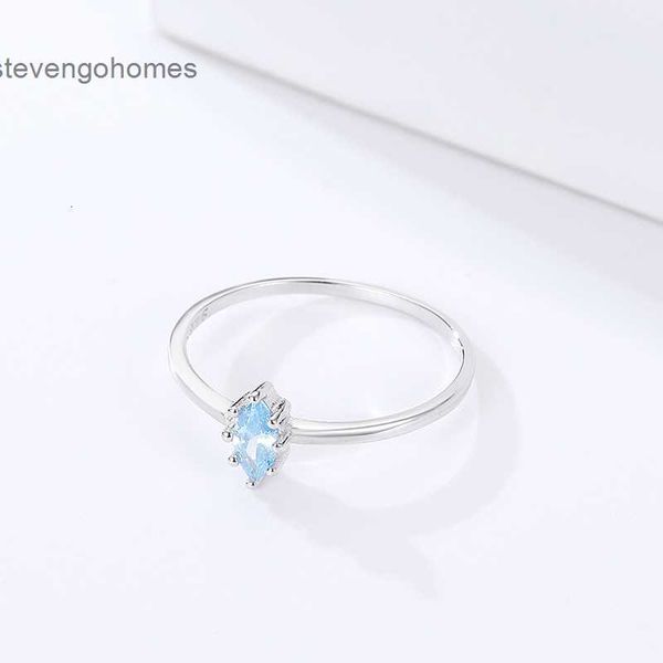 

ring, simple accessories: korean version, 925 sea silver blue and zircon ring