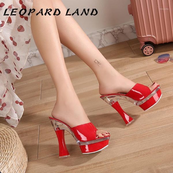 

sandals leopard land 14 cm high thick heel slope slippers women's summer water anti-slip bottom joker shoes lfd1, Black