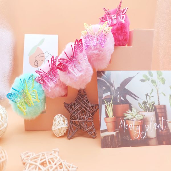 

valentine's day gift bright powder butterfly hair bulb ball ballpoint pen plush ballpoint pen office stationery student toys