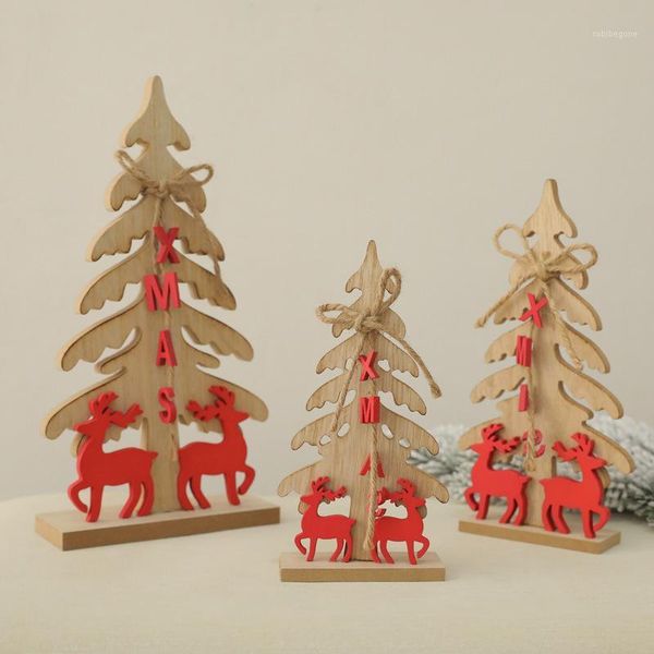 

christmas decorations 2021 1pc wooden artificial tree ornaments wood mini trees gift ornament table decoration1