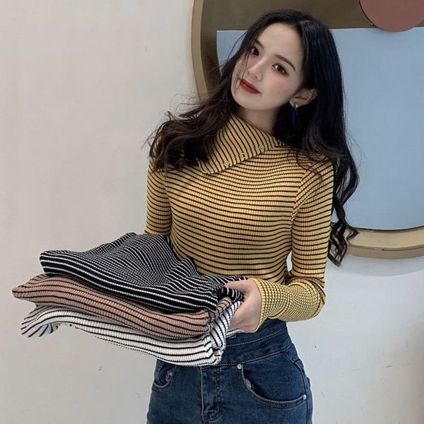 

autumn 2020 new stripe two long sleeve bottoming shirt slim temperament versatile knitwear women's wear