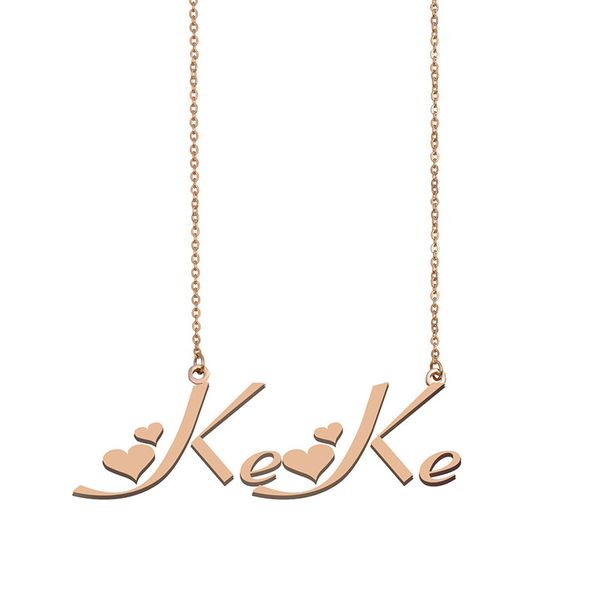 

keke name necklace custom nameplate pendant for women girls birthday gift kids friends jewelry 18k gold plated stainless steel, Silver