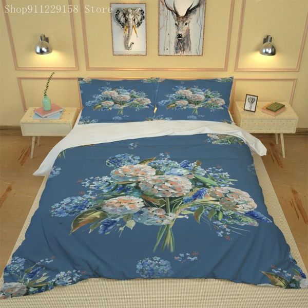 

flower duvet cover bedding set  duvet set girl cover bedroom sets quilt white blue gray home textiles