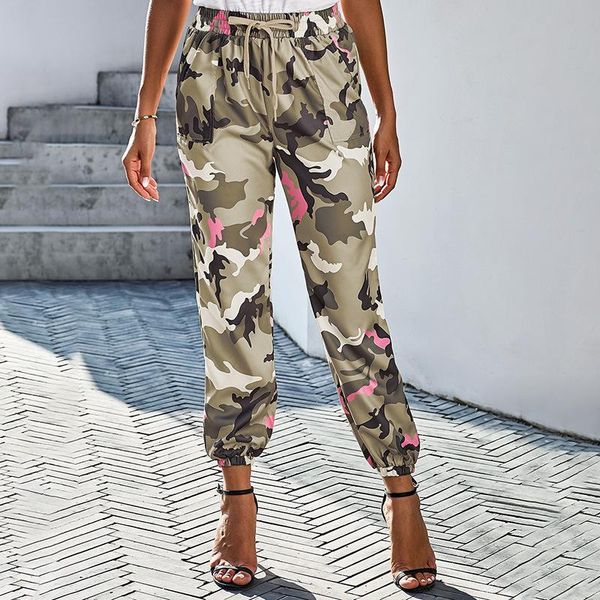 

camouflage casual pants women's summer trousers 2021 new tether belt bundle feet nine feet pants women clothing, Black