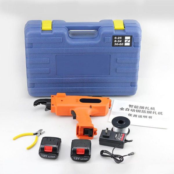 

rechargeable handheld rebar strapping machine wireless automatic 12v 9000mah lithium battery dual battery one charger