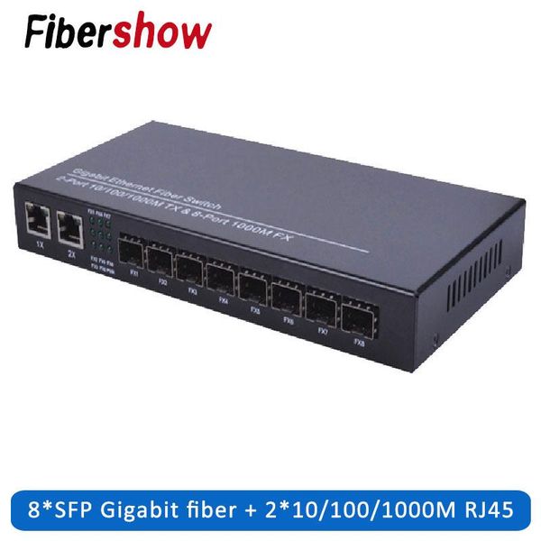 

media converter 8 sfp 2 rj45 gigabit optical fiber switch for ip camera utp fiber optical switch