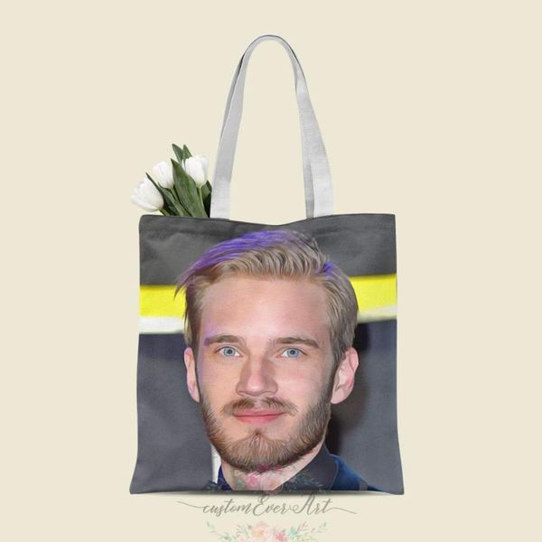 

pewdiepie tote bag custom canvas tote bags for women for teacher birthday bags gift bag personalized gifts