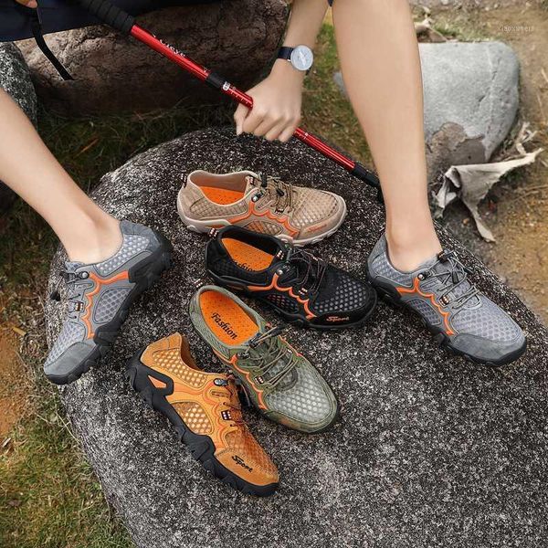 

beach shoes men mesh aqua outdoor professional non-slip durable trekking upstream male cool hiking wading water sports sneakers1