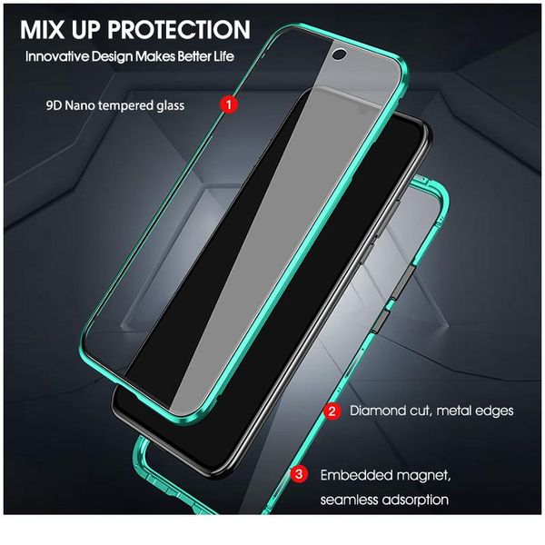 

360 metal magnetic adsorption case for xiaomi redmi note 9s 8 7 k20 pro 8t 9a 9c 8a mi 10t jllopz