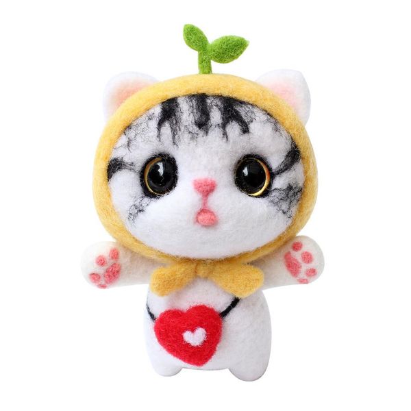 

1pcs fashion custom cat doll wool felt craft diy non finished poked set handcraft kit for needle material bag pack wmtpnp xhhair