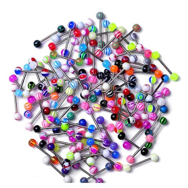 

10 20 30pcs stainless steel tongue piercing ring mix tongue barbell lot ear nipple piercing ring fashion pircing lengua lote f bbygin, Silver