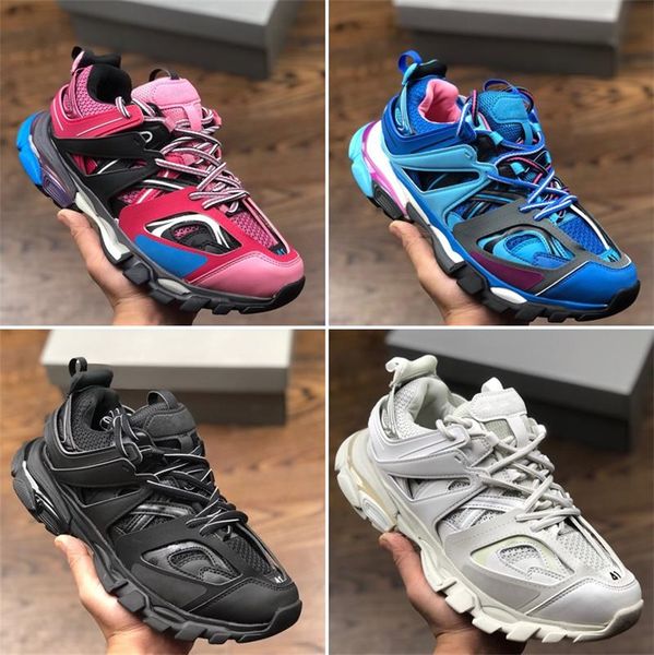 

2022 luxury brand designer men women casual shoes track 3 3.0 triple white black sneakers tess.s. gomma leather trainer nylon printed platfo