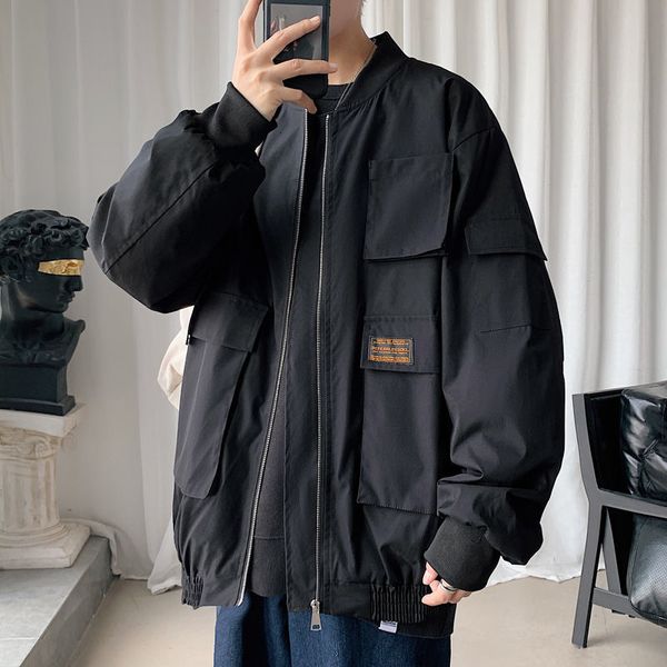 

new 2021 men's casual baseball jacket korean streetwear college style coats woman oversize fashion jackets clothing n4lj, Black;brown