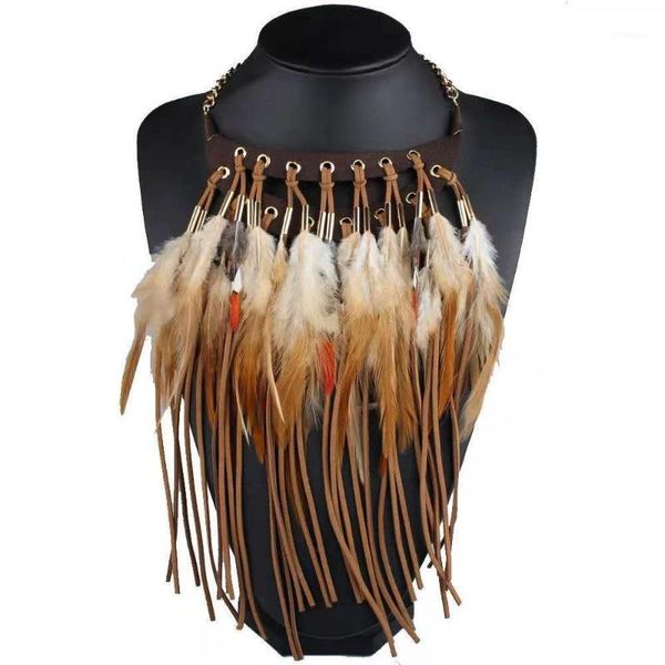 

chokers dark academia fashion leather hawaiian jewelry bohemian feather tennis necklace for women1, Golden;silver