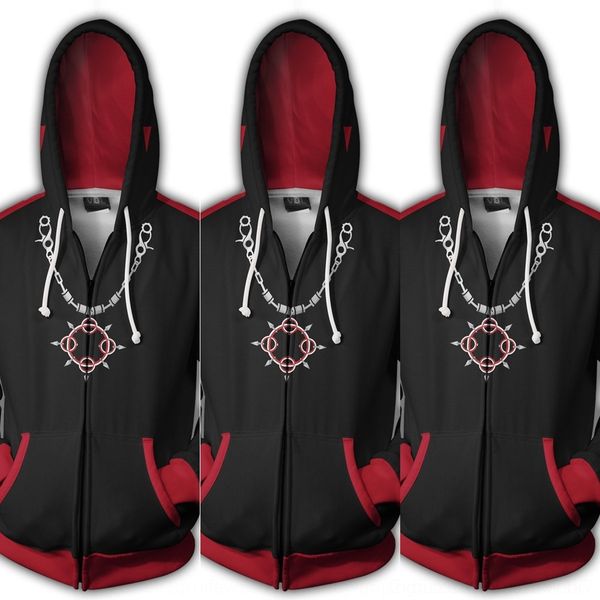 

heioh heart sweater 3d 3d printed cardigan hooded cosplay animation around heart of kingdom kingdom printed coat sweater cardigan hooded of, Black
