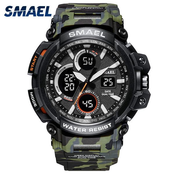 

smael sport watches 2018 men watch waterproof led digital watch male clock relogio masculino erkek kol saati 1708b men watches t200113, Slivery;brown