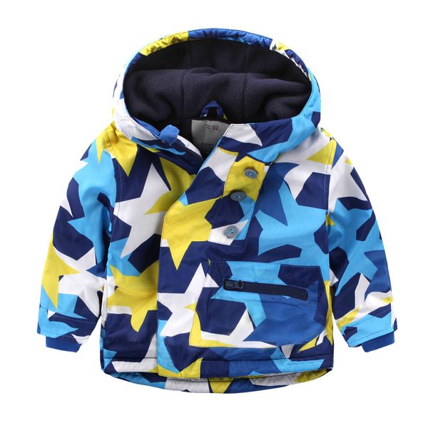 

plus thick clothes children's storm cotton clothing autumn and winter 1 year old children baby hooded outwear, Blue;gray