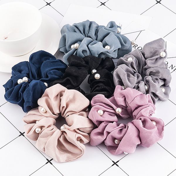 

new women pearl scrunchies ponytail holder soft stretchy ties vintage elastics hair bands for girls accessories