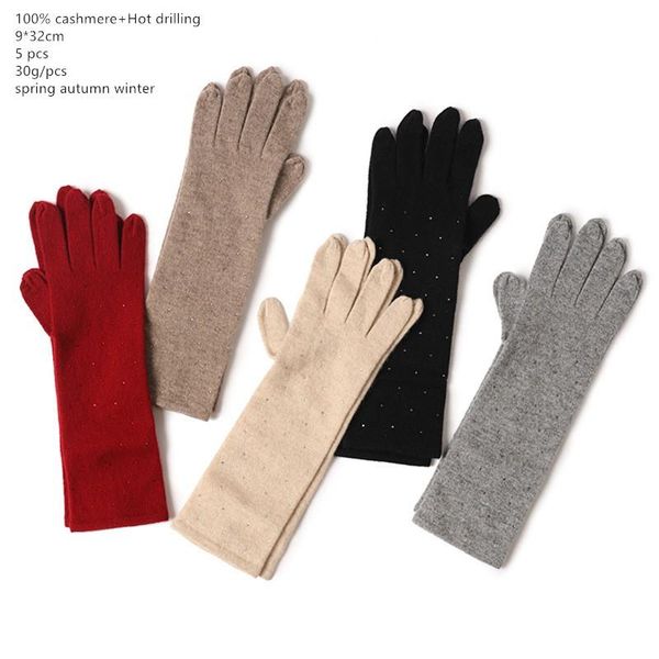 

hats, scarves & gloves sets naizaiga 100% cashmere long knitting rhinestone solid color points winter warm sn820, Blue;gray