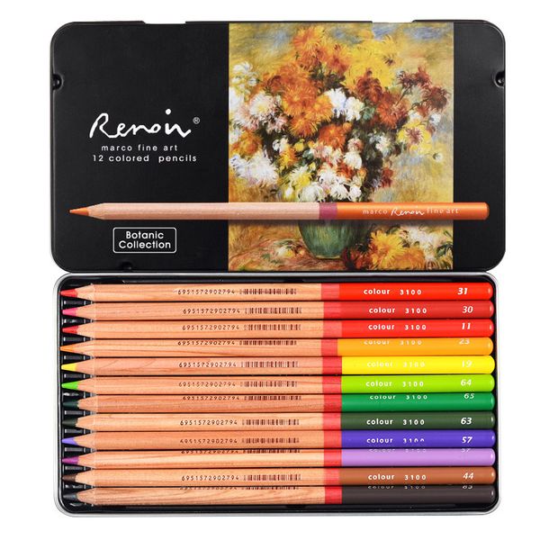 Marco Renoir 12 Figura planta paisagem cores lápis pintado à mão lápis de lápis de desenho profissional desenho lápis Y200709