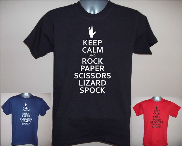 

new summer cool tee shirt keep calm and rock paper scissors lizard spock, funny theory t-shirt t-shirt sport hooded sweatshirt hoodie