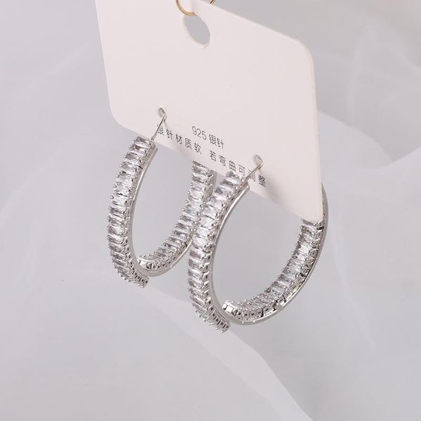 

2020 fashion crystal statement big hoop earrings for women silver color exaggerate circle earrings personality nightclub jewelry, Golden;silver