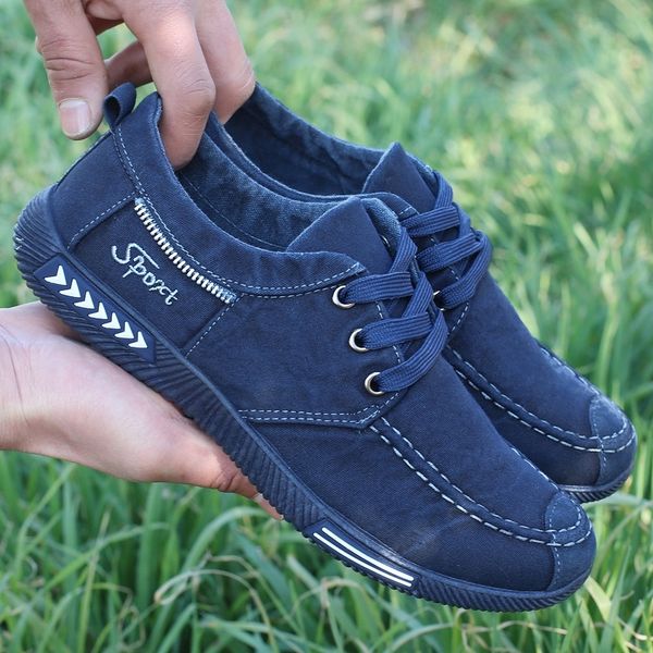 

new canvas men shoes denim lace-up men casual shoes plimsolls breathable male footwear spring autumn sneakers size 38--46 y200801, Black