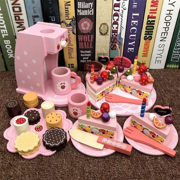

baby wooden kitchen toy wooden coffee machine machine food mixer for kids pretend play early learning educational toy lj201009