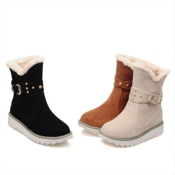 

boots lcizrong 2021 winter snow for women rivet plush travel warm ladies, Black