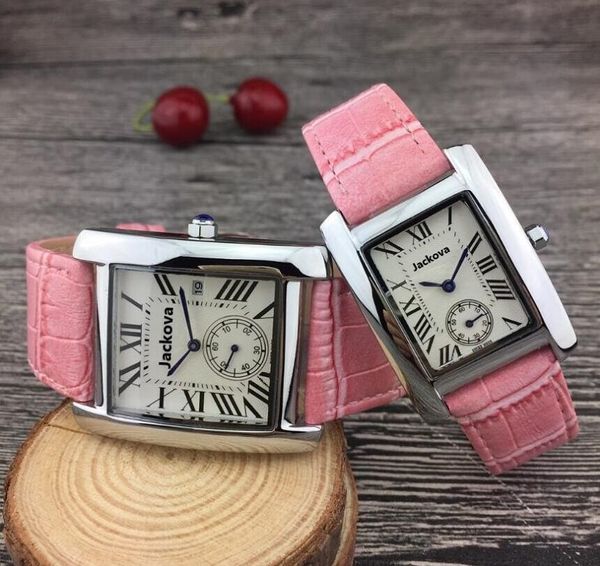 TOP Mode Luxus Mann Frauen Römische Uhr schöne Designer Rot Rosa Schwarz Leder Damenuhr Hochwertige Quarzuhr