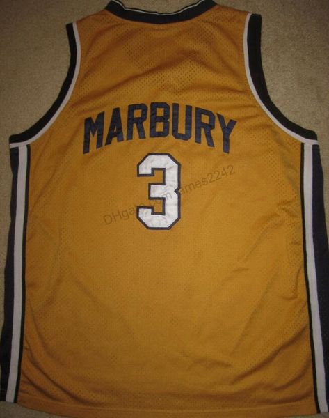 

custom retro #3 marbury basketball jersey men's all stitched any size 2xs-3xl 4xl 5xl name or number quality, Black;red
