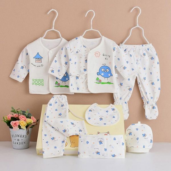 

girls boys newborn cotton set baby clothing sets toddler cartoon suit 7pcs/set spring summer kids little girls clothes y200803, White