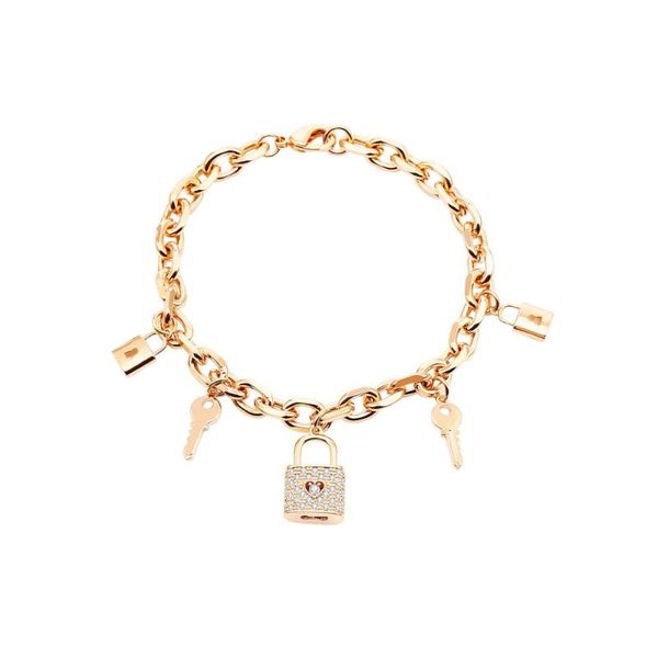 

charm bracelets boho bracelet for women rhinestone lock key charms fashon jewelry female hand accessories gift 2021, Golden;silver