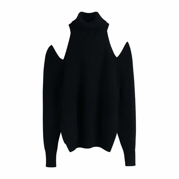 

2021 new elegant women solid turtleneck sweater fashion ladies off-the-shoulder knitted streetwear female pullovers tawa u878, White;black