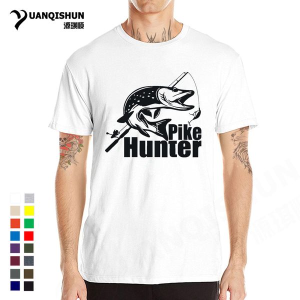

sport 2018 summer funny fishings rod hook fish tshirts pike hunter t-shirt men cotton t shirt casual brand tees