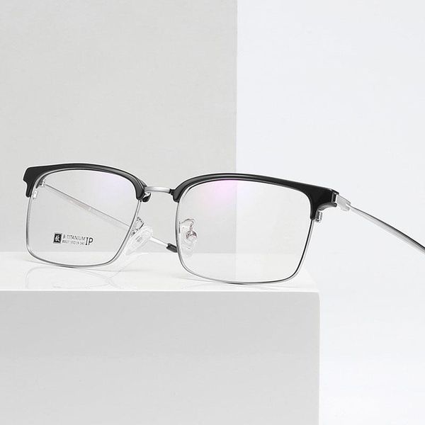 

new arrival men business style full rim eyewear beta titanium frame glasses myopia spectacles with spring hinges, Black
