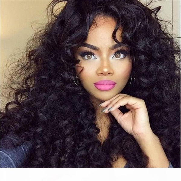 

7a curly brazilian lace front human hair wigs with baby hair glueless human hair full lace wig for black women frontal lace wig, Black;brown