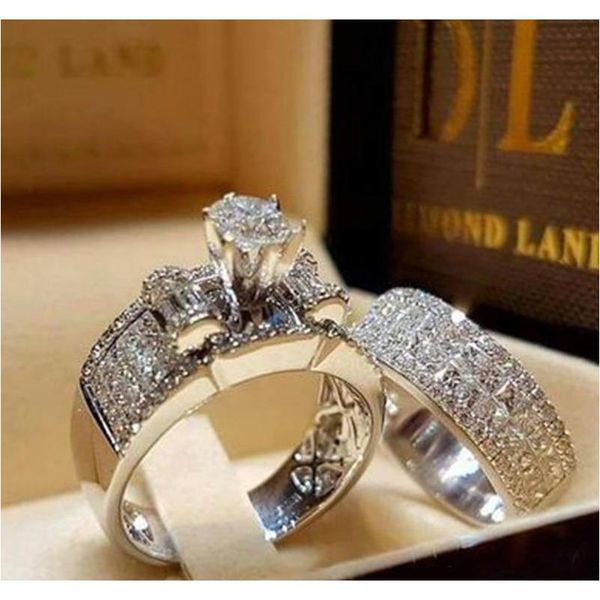 

new wedding couple rings 3a rhinestone fashion silver rose gold rings mixed different styles fashion european ame wmtfap beauty888, Slivery;golden