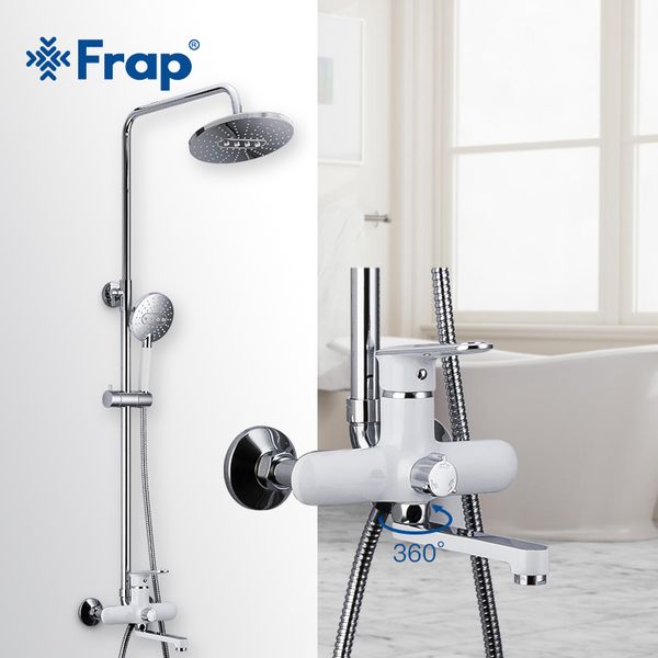 

frap bathroom white rainfall wall mounted bathtub mixer tap faucet shower set f2449 1011
